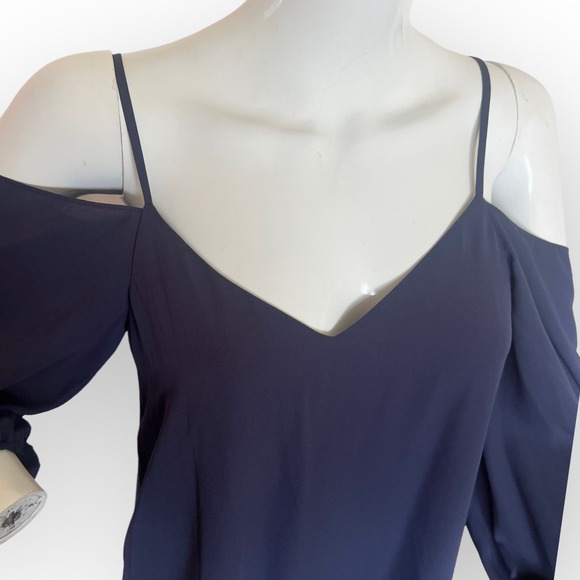 ALICE + OLIVIA Carli Cold-Shoulder Mini Dress Navy Size S - Picture 4 of 8